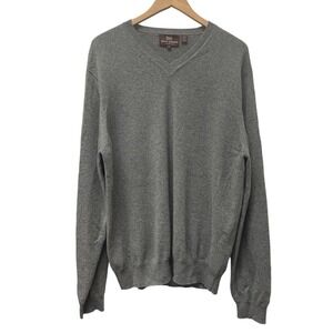 Mens Cashmere Sweater XL Gray Quiet Luxury Soft Old Money Granola Hickey Freeman